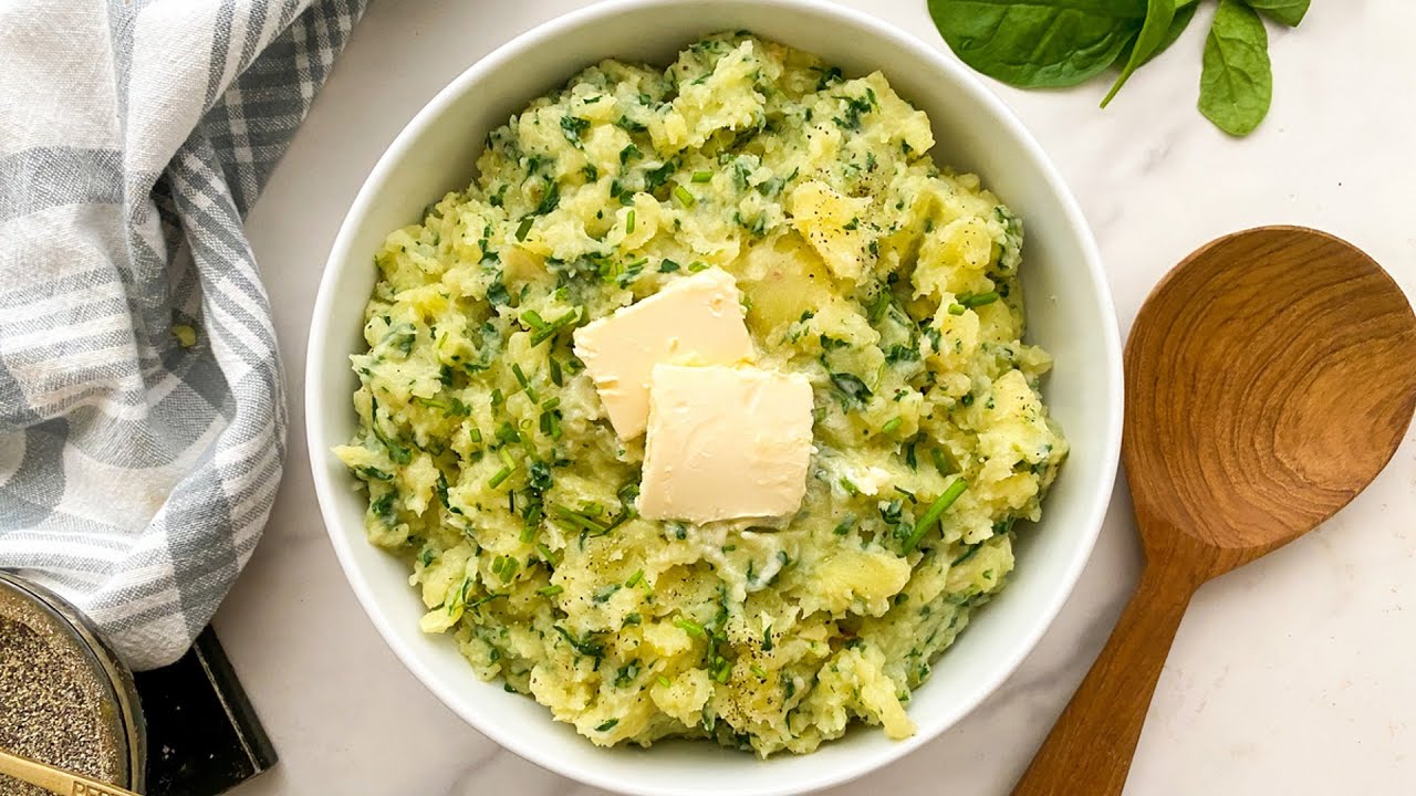 Roasted Garlic Spinach Mashed Potatoes Recipe