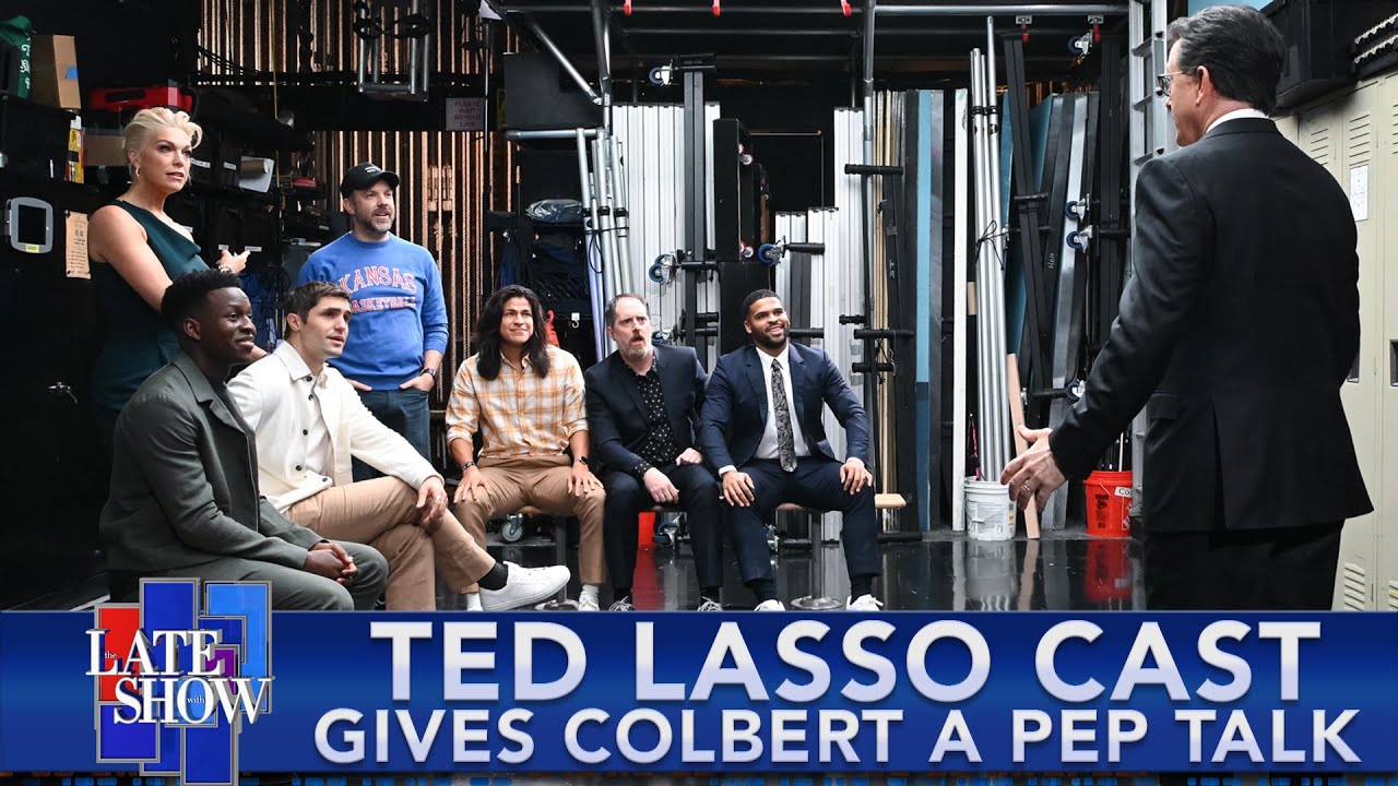 &ldquo;Ted Lasso&rdquo; Cast Gives Colbert A Pep Talk