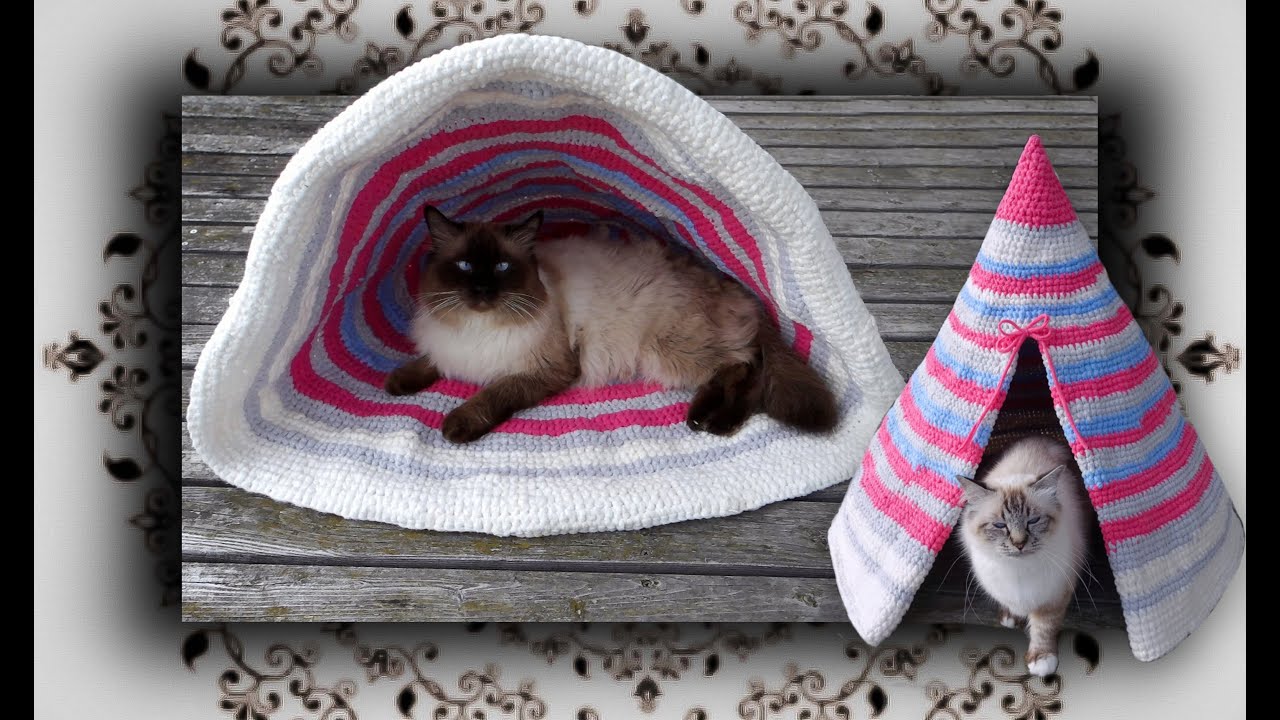 DIY 😻 2 in 1 Outdoor Häkel Muschel & Zelt für Katzen | crochet shell & tent for cats