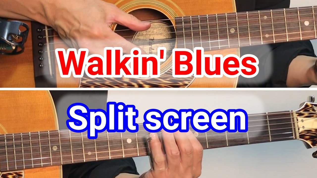 Walkin' Blues - Clapton Style / OpenG Slide guitar Lessons and tips / Split screen
