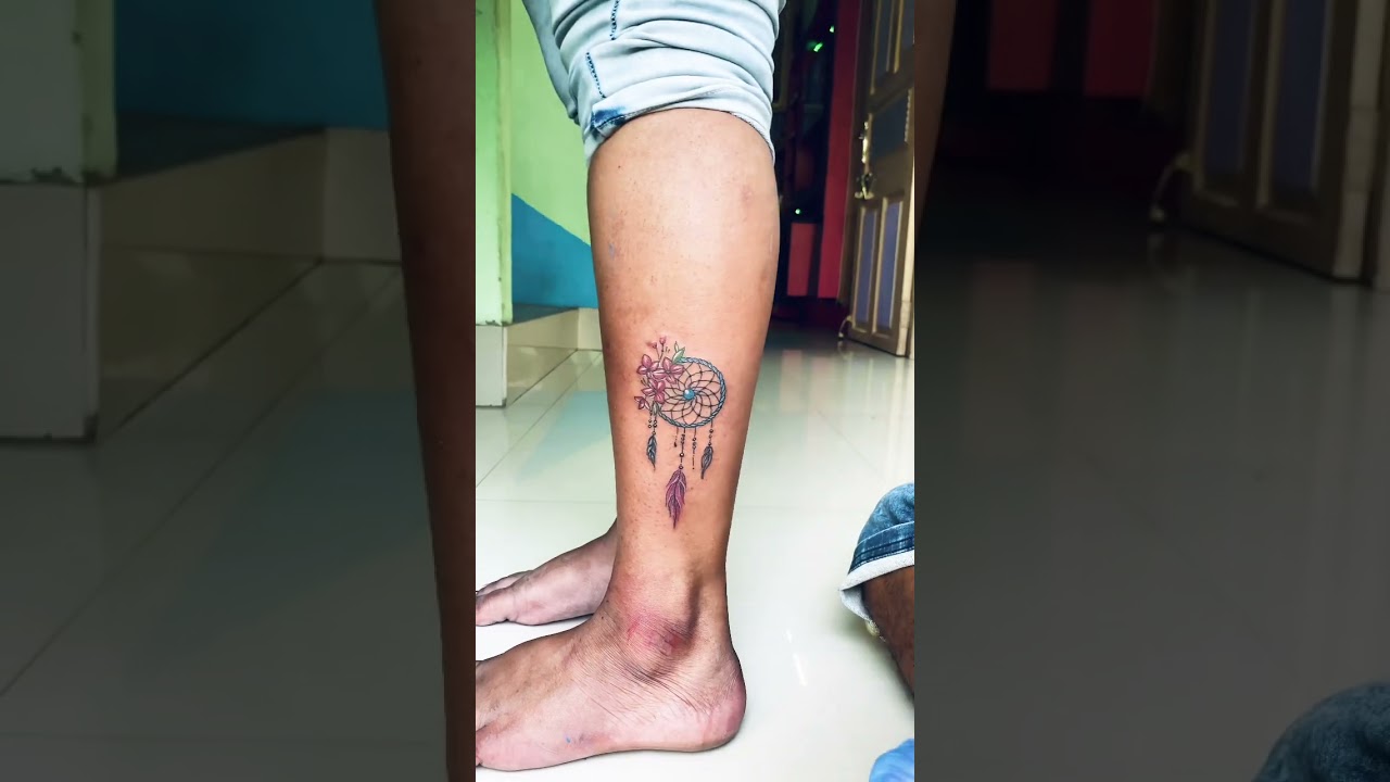 Dreamcatcher tattoo on Girls leg #sagargond #ranaghat #tattoozden #viral #shots #video #trending