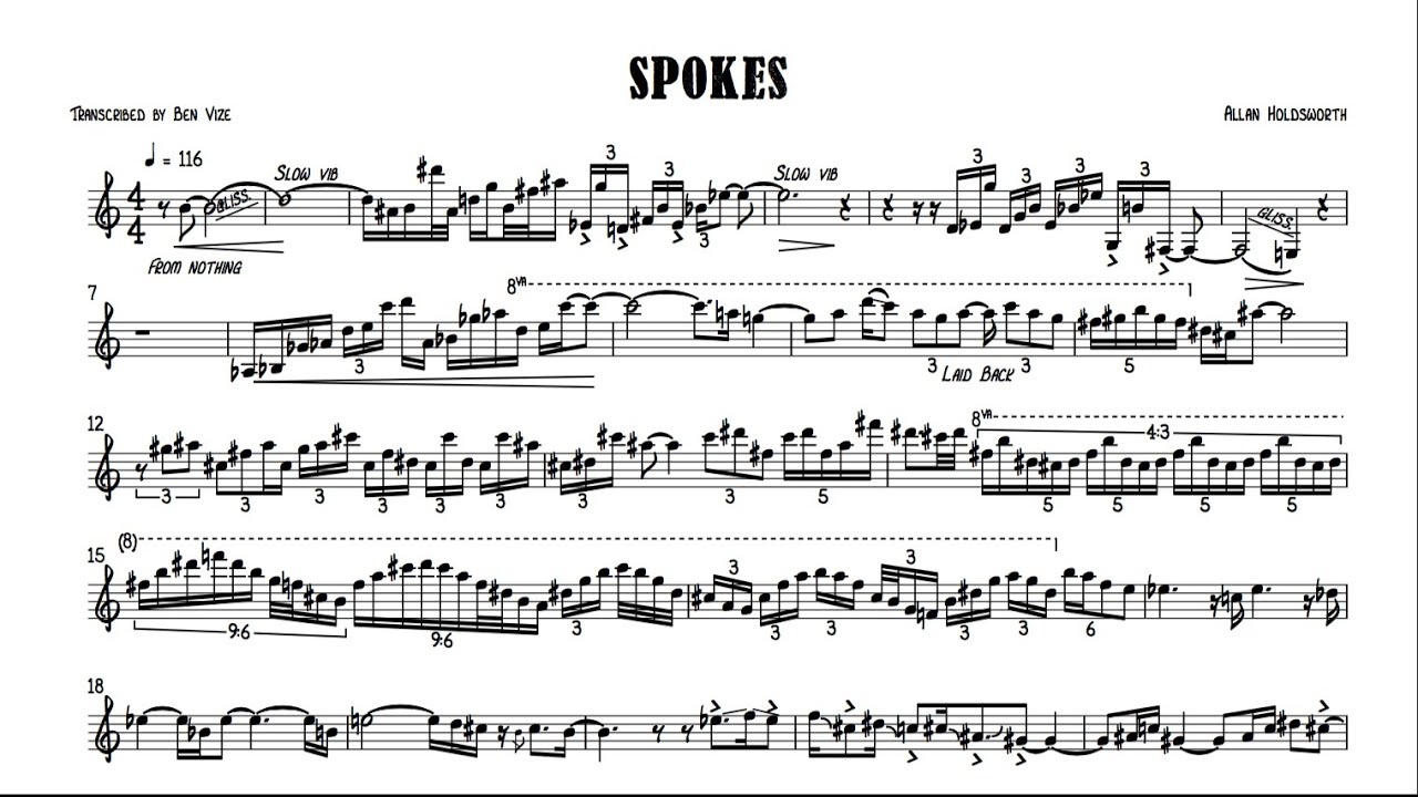 Spokes - Allan Holdsworth (Transcription)