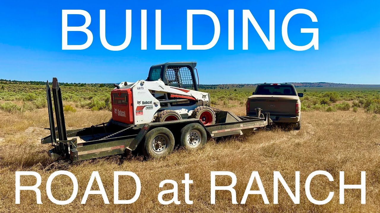 Building Road and Clearing Sagebrush With Bobcat Skid Steer