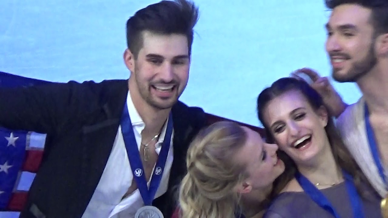 ICE DANCE AFTER VICTORY CEREMONY - PAPADAKIS/CIZERON, HUBBELL/DONOHUE, WEAVER/POJE - WORLD FIGURE