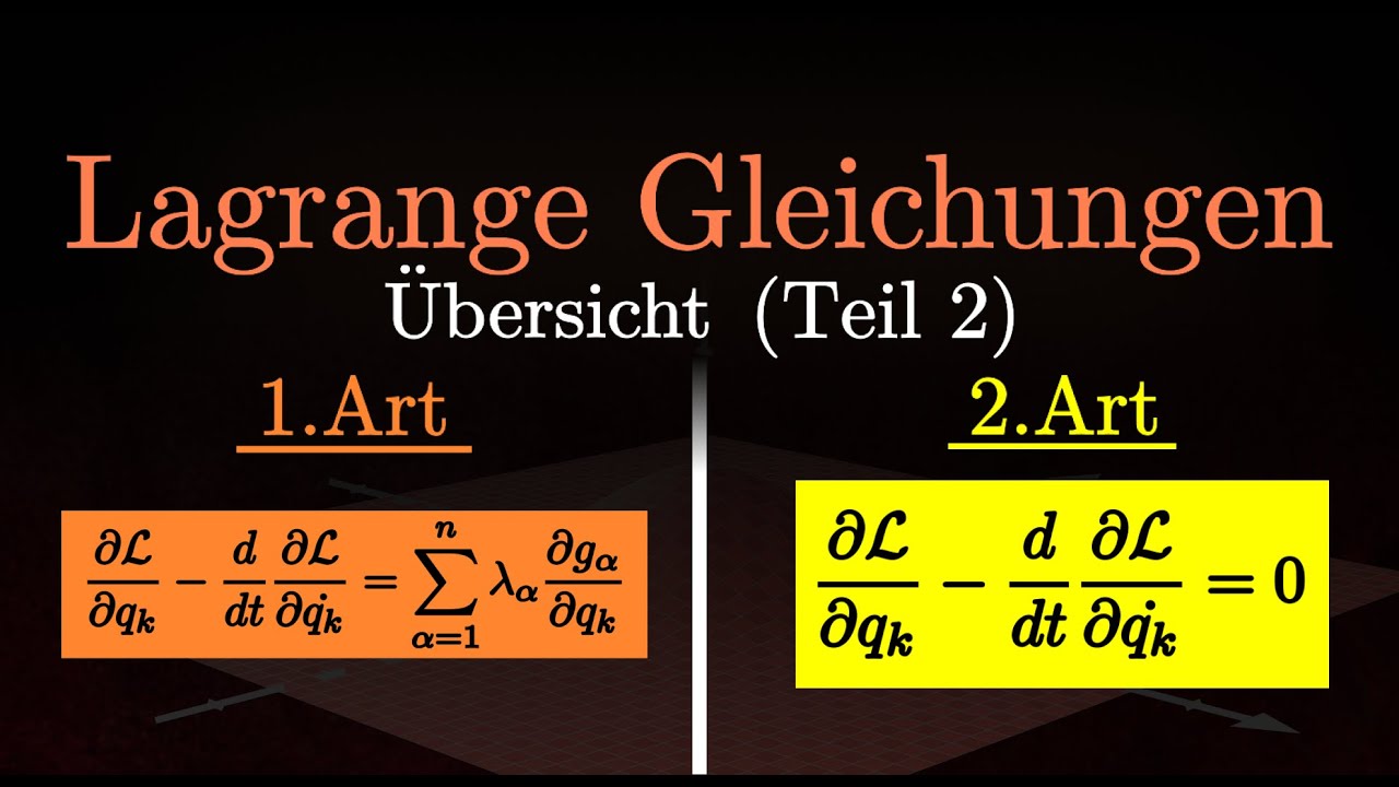 Lagrange Gleichung 1.Art & 2.Art - Einfache Erklärung, Übersicht, Beispiel (Teil 2)