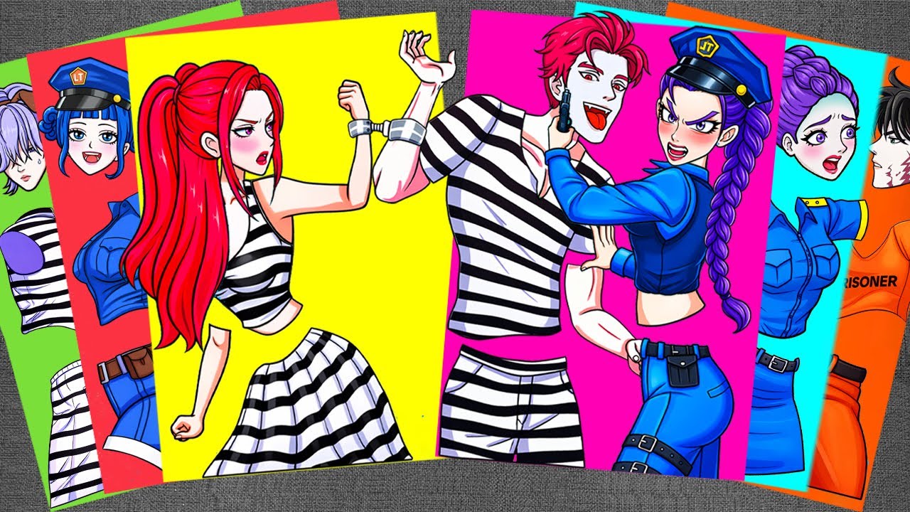 Police Huntrix Rumi Hunting Prisoner Mira and Saja Boys - KPOP Demon Hunters | Sticker Book DIY