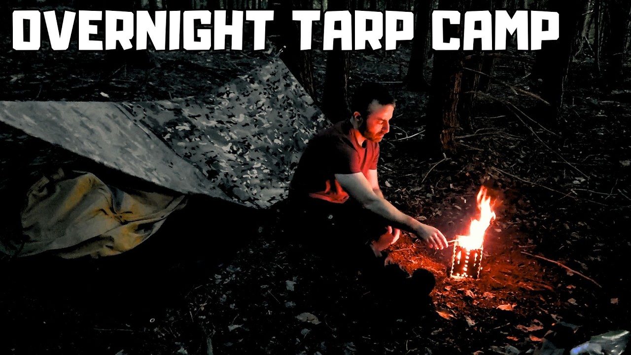 Quiet Fall Camping with Just a Tarp and a Fire 🔥 🍁🔥