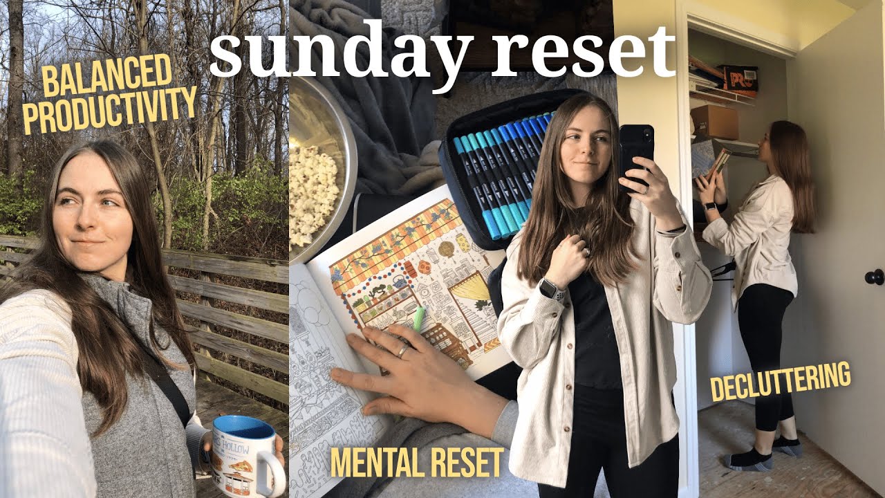 sunday reset | realistic productive day in my life, declutter with me