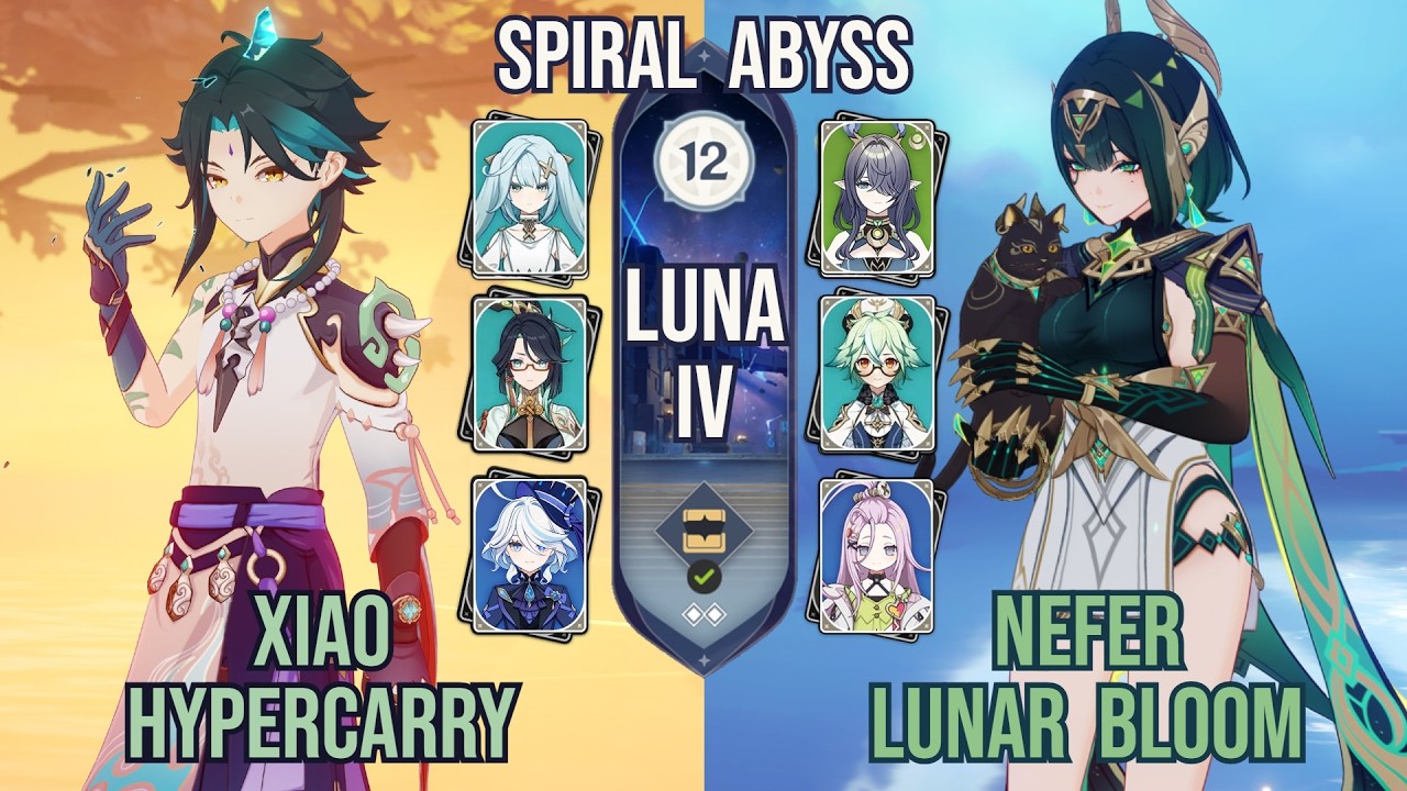 Xiao Hypercarry x Nefer Lunar Bloom | Spiral Abyss 6.4 / Luna IV | Genshin Impact