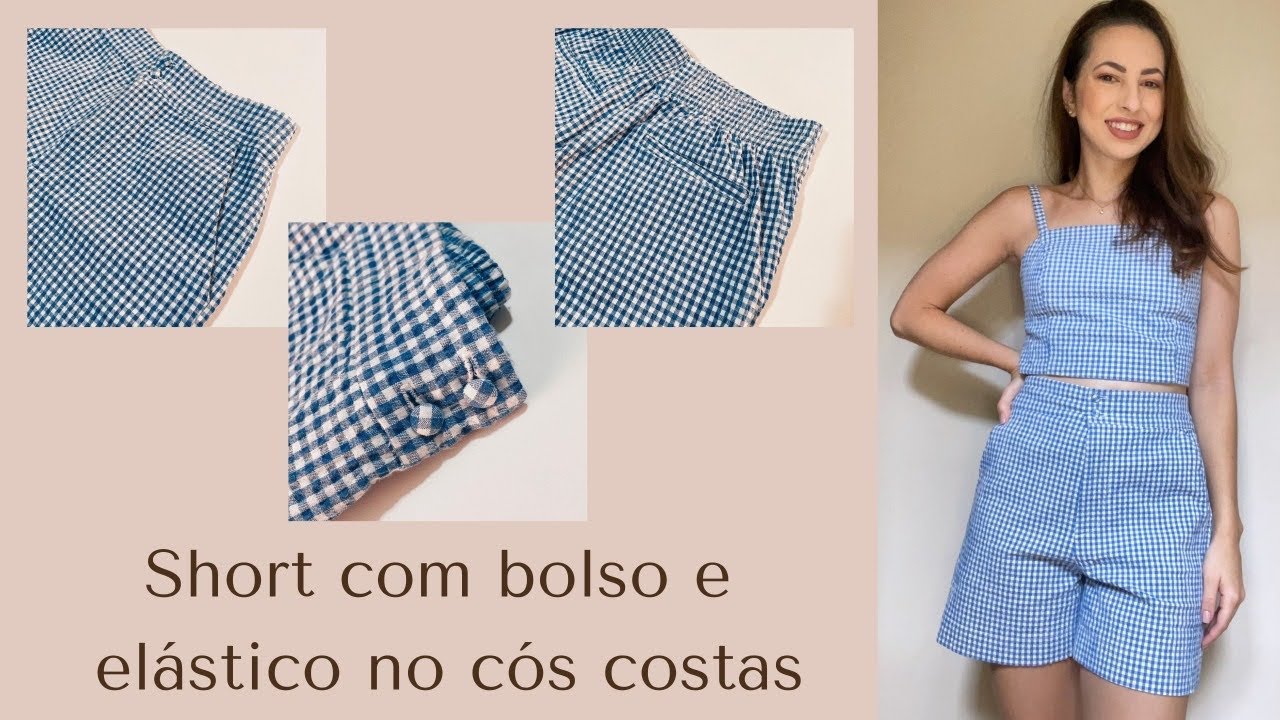 SHORT COM ELÁSTICO NO CÓS COSTAS - Meisi Camilo