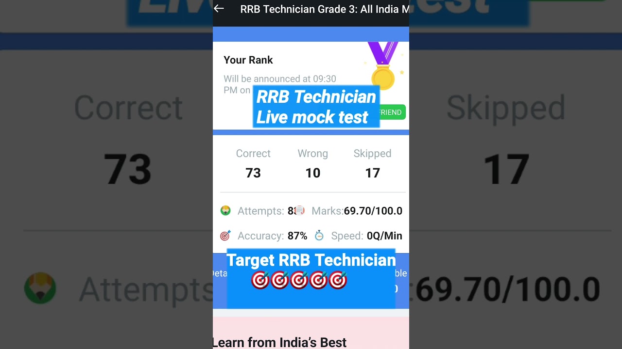RRB Technician 2024 || Live Mock Test Score || Target Technician 🎯#alp#rrb#rrc