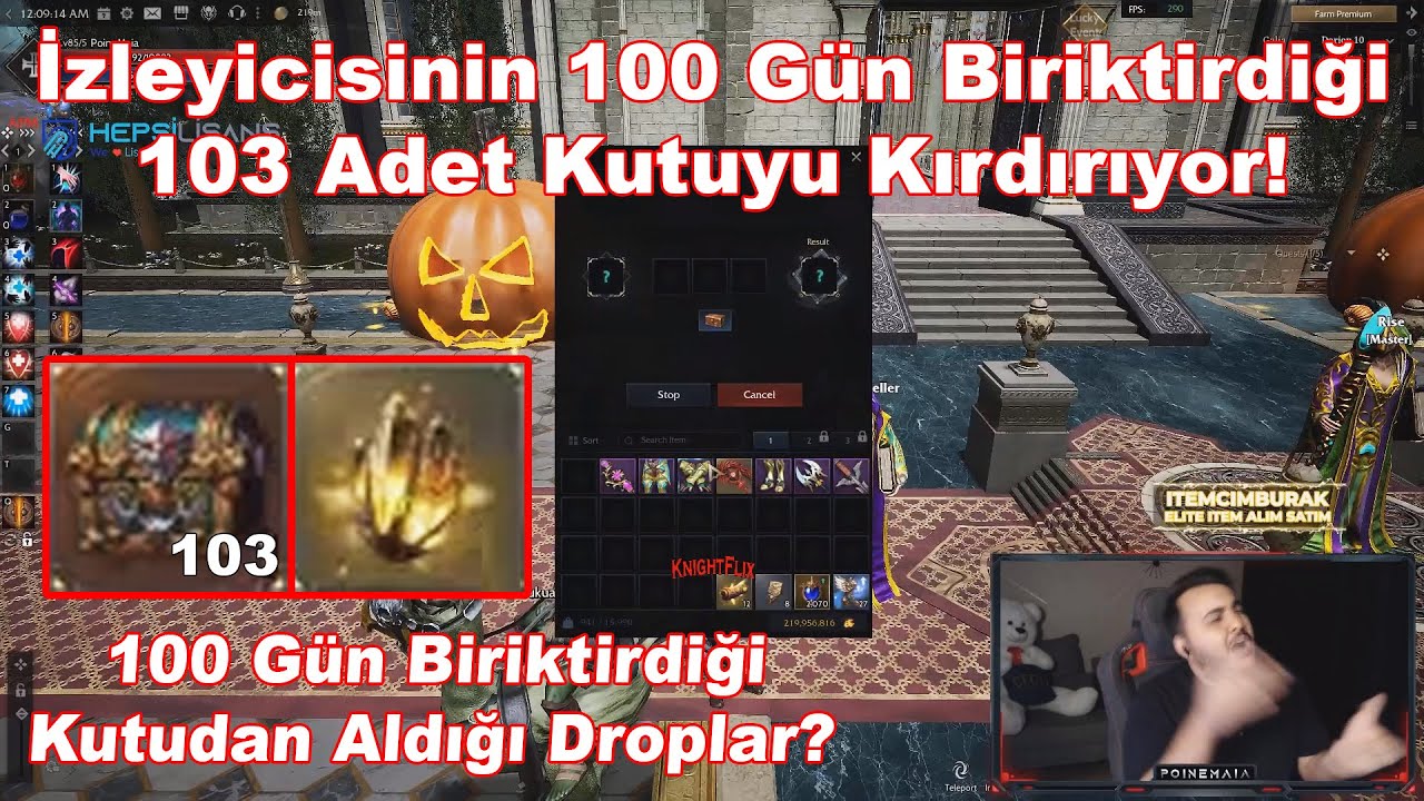 PoineMaia - İzleyicisinin 100 Gün Biriktirdiği 103 Adet Kutuyu Kırdırıyor! Droplar? | Rise Online