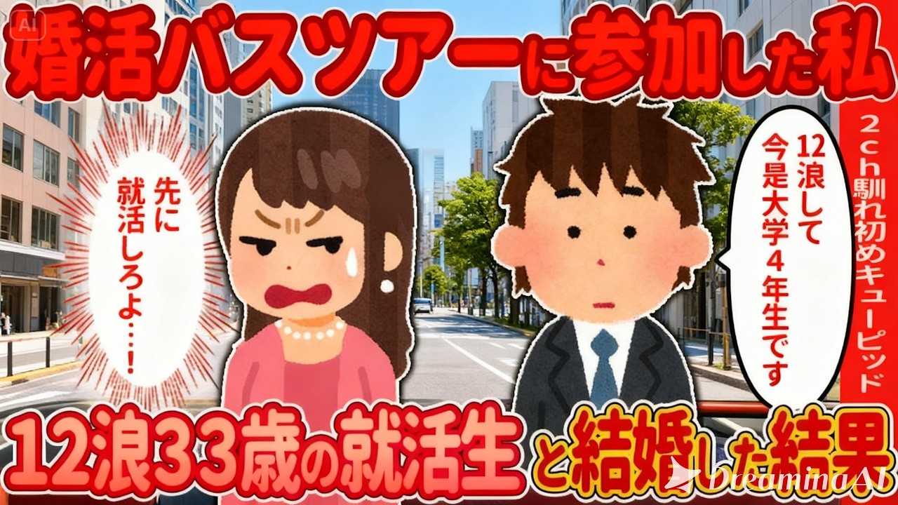 💕【2ch馴れ初め】婚活バスツアーに参加した私→12浪33歳就活生と結婚した結果…【ゆっくり】