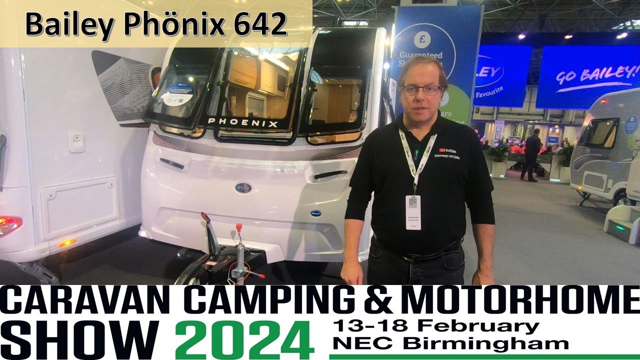 NEC Caravan Show 2024 Bailey Phönix 642 günstiger englischer mittelgroßer Wohnwagen mit Einzelbetten