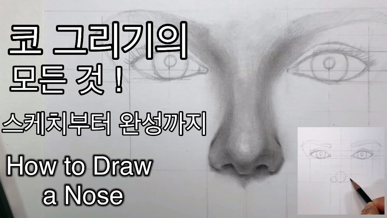 코 그리기 강좌, 코 위치와 형태잡기, 코 그림 완성하기/ How to Draw a Nose, Art Tutorial