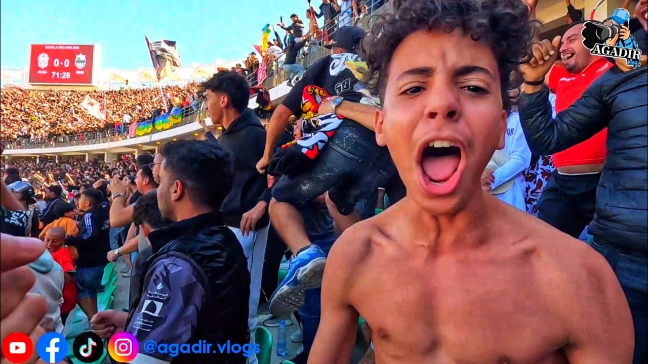 معركة البقاء ملعب أدرار يشتعل شاهدو جمهور حسنية أكادير من كل جهة سوس يساند فريقه ضد رجاء بني ملال