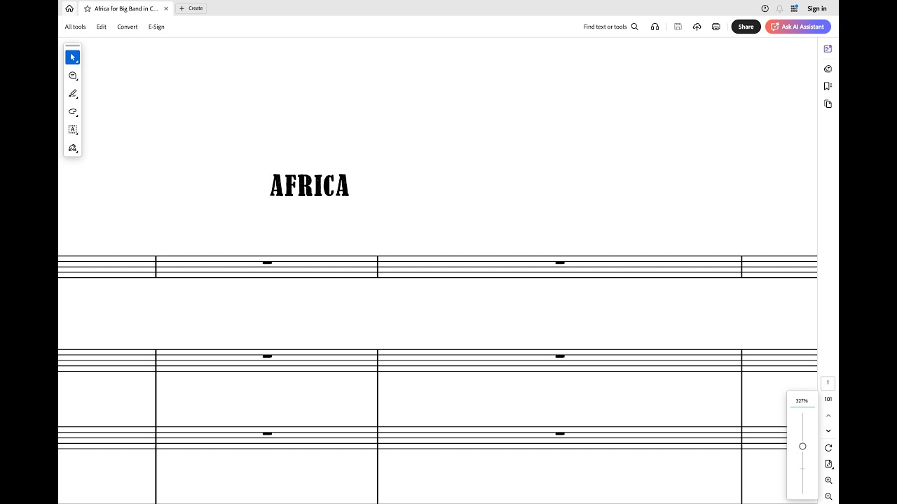 Africa for Vocal and Big Band in C.