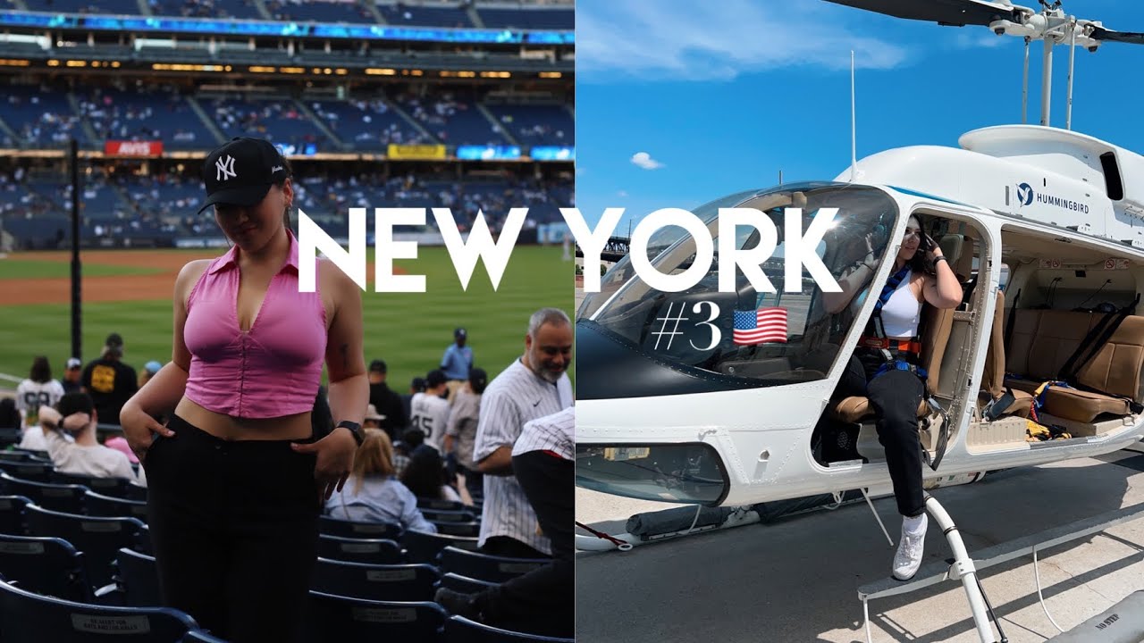 ar helikopteri virs Ņujorkas & Yankees beisbola spēle