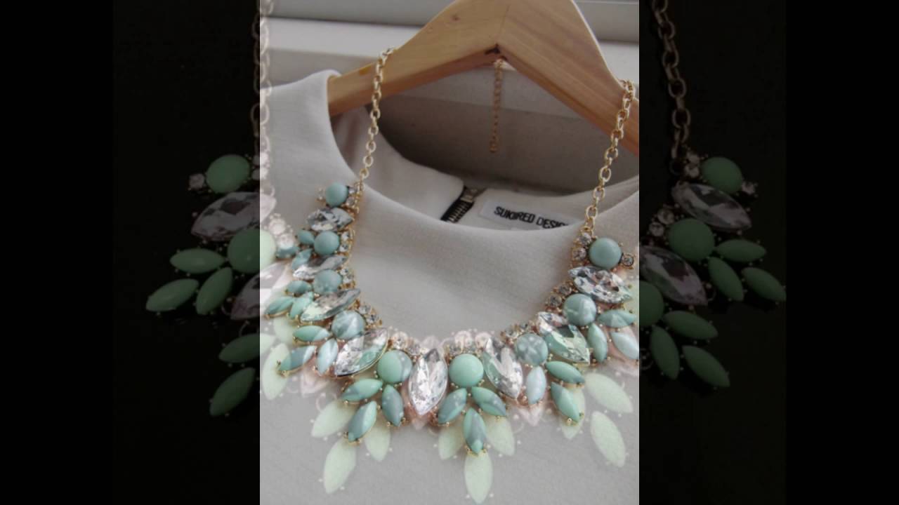 Mint green statement necklace