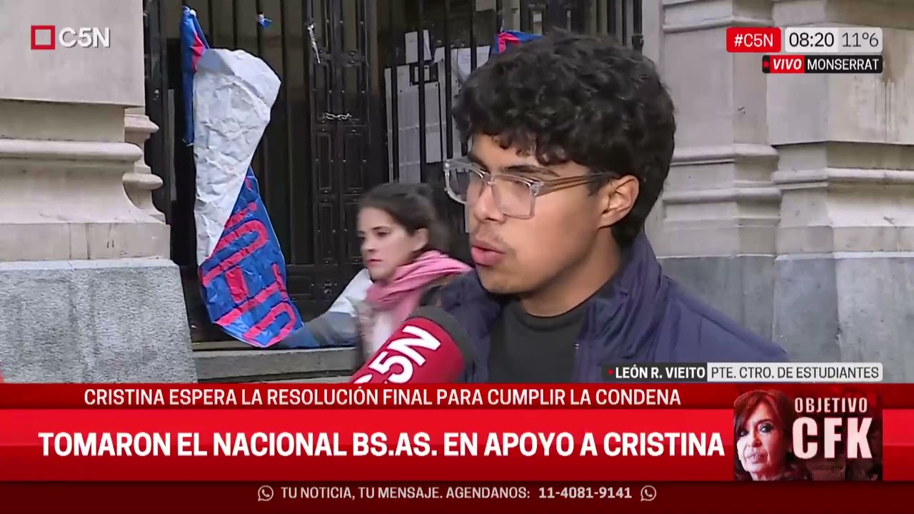 TOMARON el NACIONAL BUENOS AIRES en APOYO a CRISTINA: HABLA el PRESIDENTE del CENTRO de ESTUDIANTES