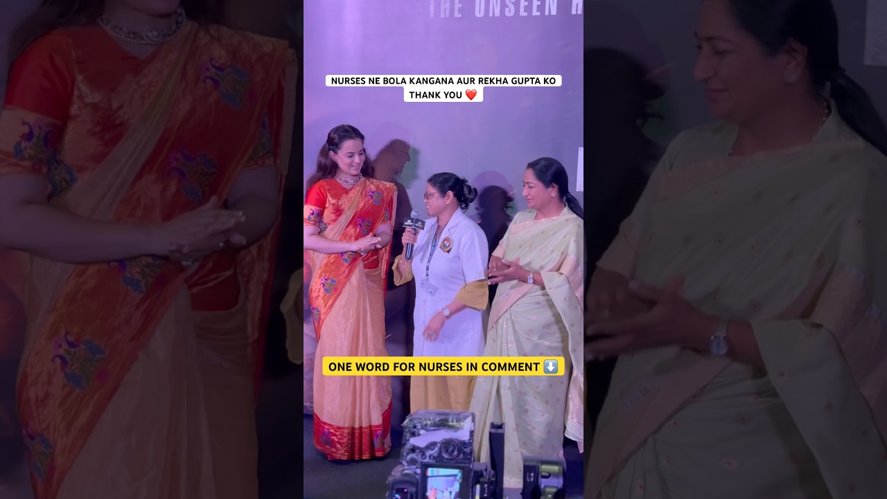 Kangana Ranaut & Delhi CM Rekha Gupta with Nurses in Delhi for Bharat Bhagya Vidhata Movie Promotion