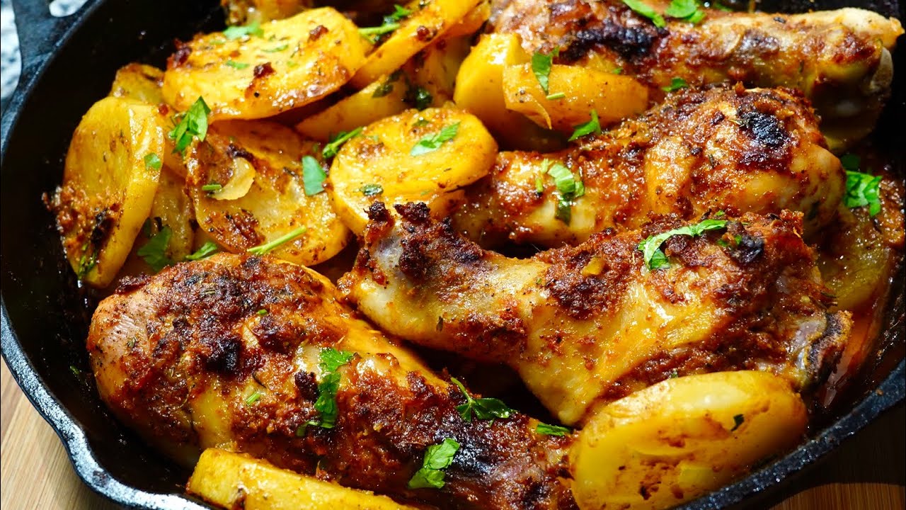 PERFECT OVEN ROASTED MASALA CHICKEN & POTATOES |  MASALA BAKED CHICKEN & POTATOES