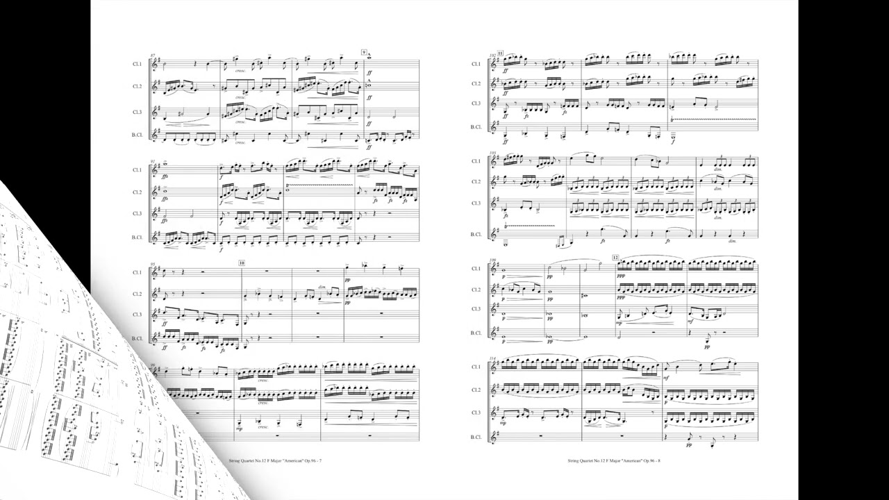 弦楽四重奏曲第12番ヘ長調『アメリカ』第1楽章[クラリネット4重奏]/String Quartet No.12 F Major 