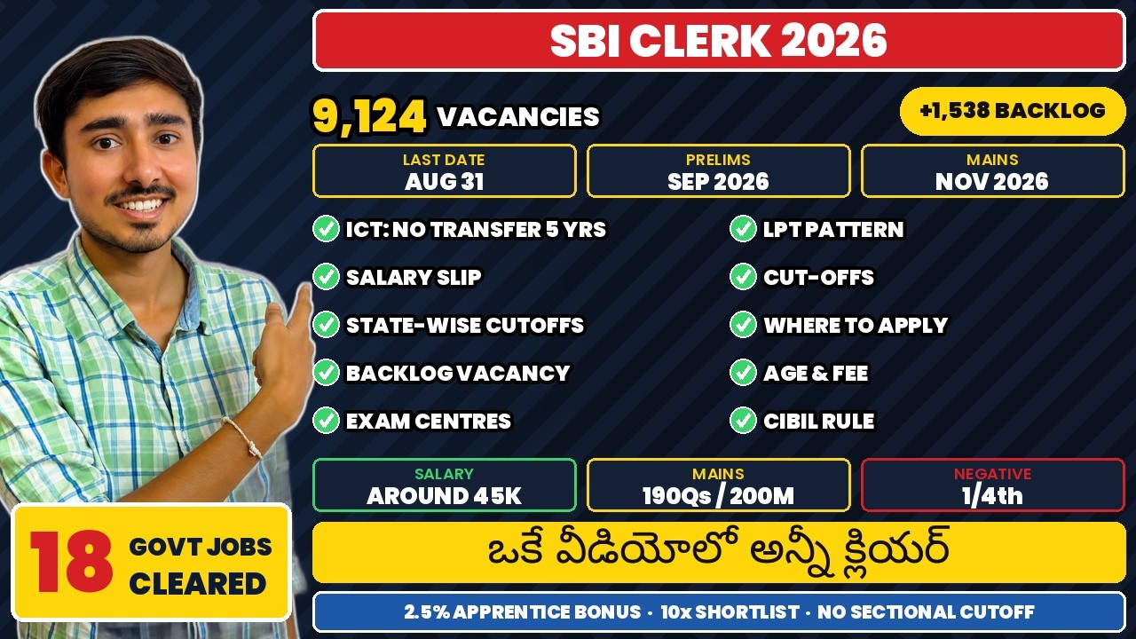 SBI Clerk 2026: All Doubts Cleared, LPT, Cutoff, Salary, ICT, Where to apply, CIBIL, Backlog vacancy