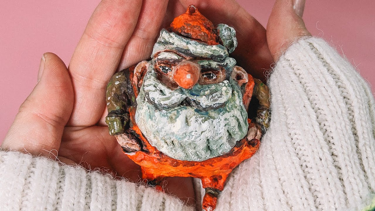 Санта из хлопковой пряжи – нежное рождественское творение из моей студии #spuncottonornament