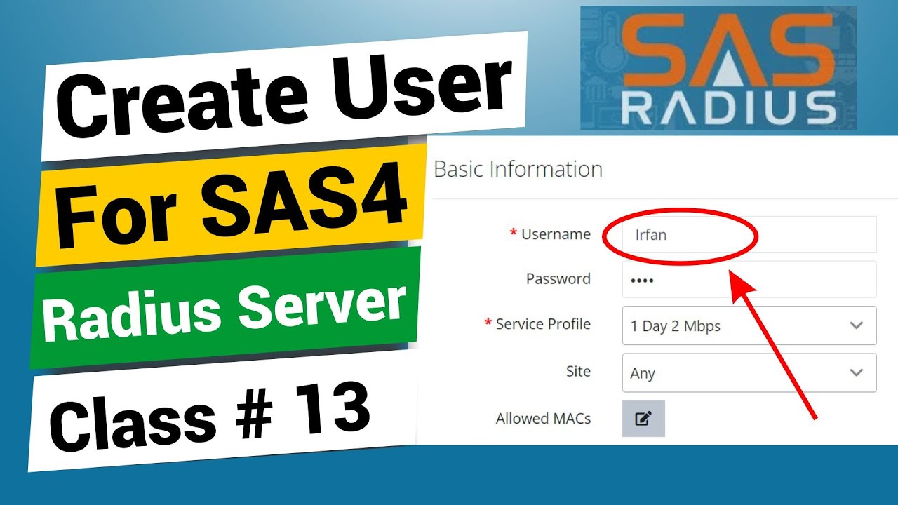 How To Create User For SAS4 Radius Server | SAS4 Radius Server | Class # 13