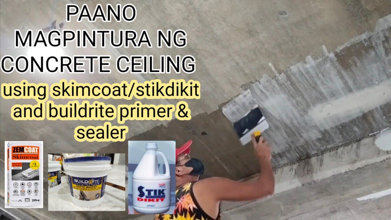 d.i.y. paano magpintura ng concrete ceiling using skimcoat