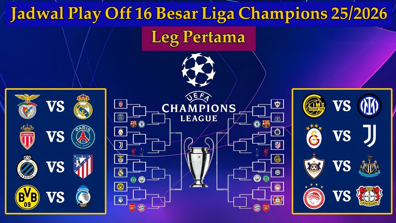 Jadwal Play Off 16 Besar Liga Champions Leg 1 - Benfica vs Real Madrid - UCL 2025/2026