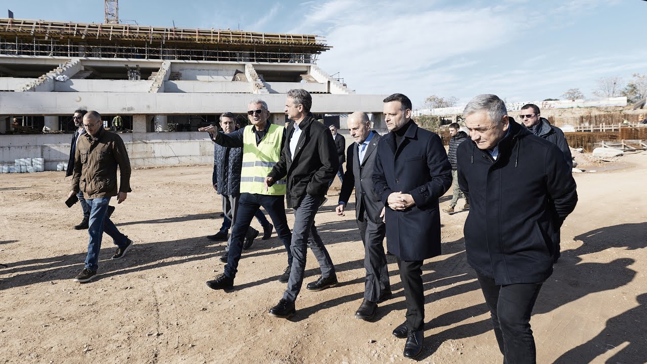 Επίσκεψη του Πρωθυπουργού Κυριάκου Μητσοτάκη στο υπό κατασκευή γήπεδο του Παναθηναϊκού στον Βοτανικό
