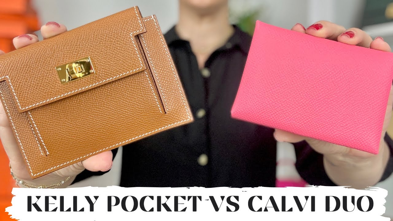 HERMES KELLY POCKET COMPACT VS CALVI DUO 💸 Wear & Tear Review, Comparison & MY FAVORITE 🤔