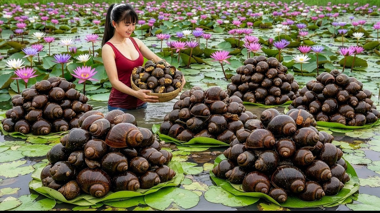 CEO Girl Digs Mud to Harvest Fat Stuffed Snails & Mussel – Local Market Sells Out Fast