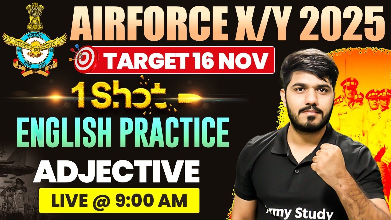 Airforce X/Y English Class 2024 | One Shot Adjective Practice Class 2024 | Airforce Exam