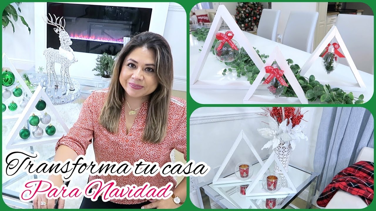 CENTROS DE MESA NAVIDEÑOS CON POCO DINERO 🎄#centrosdemesanavideños #triangulosnavideños
