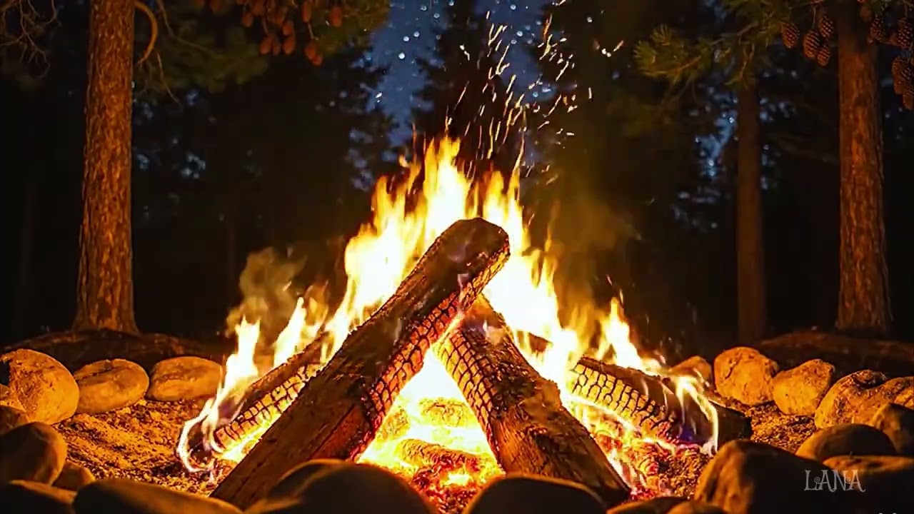 Campfire in the Forest at Night 🔥 Relaxing Fire Sounds for Sleep & Meditation #nature #relax 