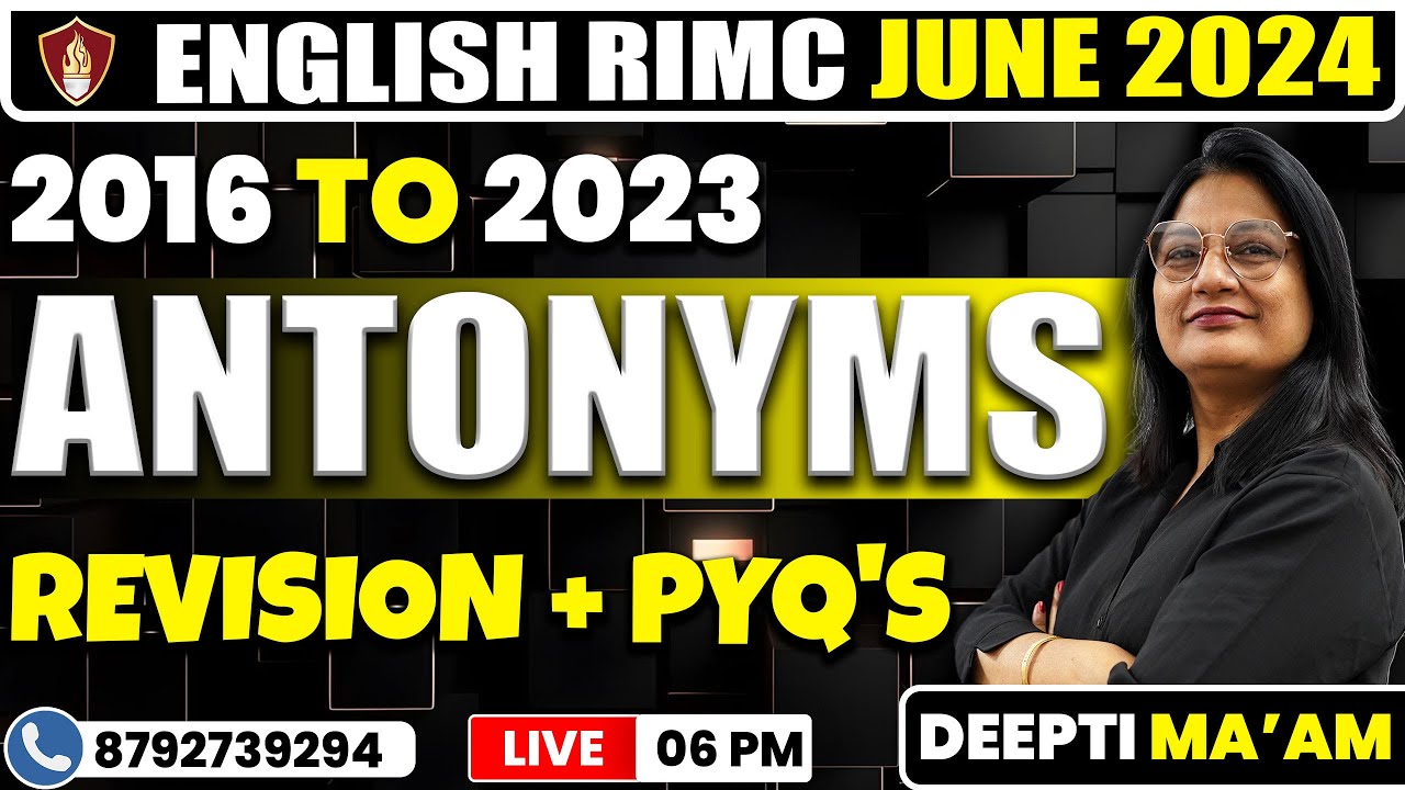 Antonyms Marathon PYQ's Revision 2016-2023 | English RIMC June 2024 | RIMC Online Coaching Classes