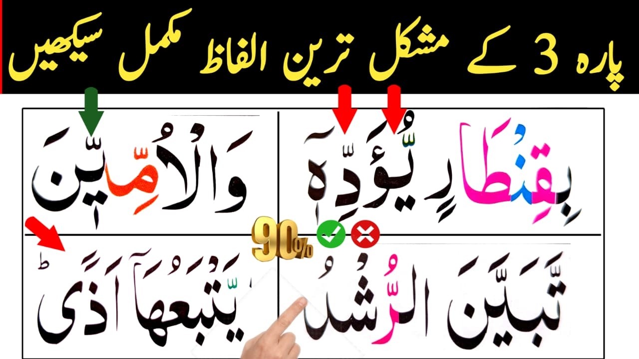 Para 3 Hard Words with Tajweed | Learn Juz 3 Easily