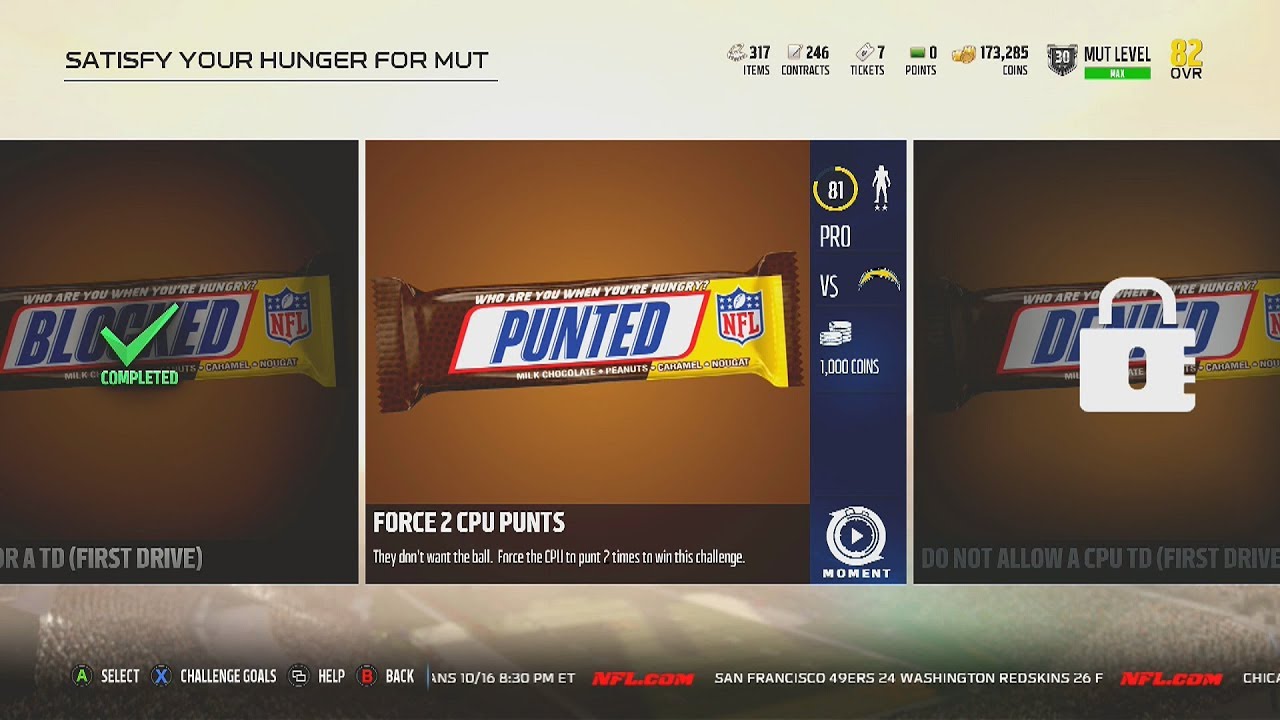 Madden NFL 18 | Snickers | Satisfy Hunger Challenge #4 | Force 2 CPU Punts