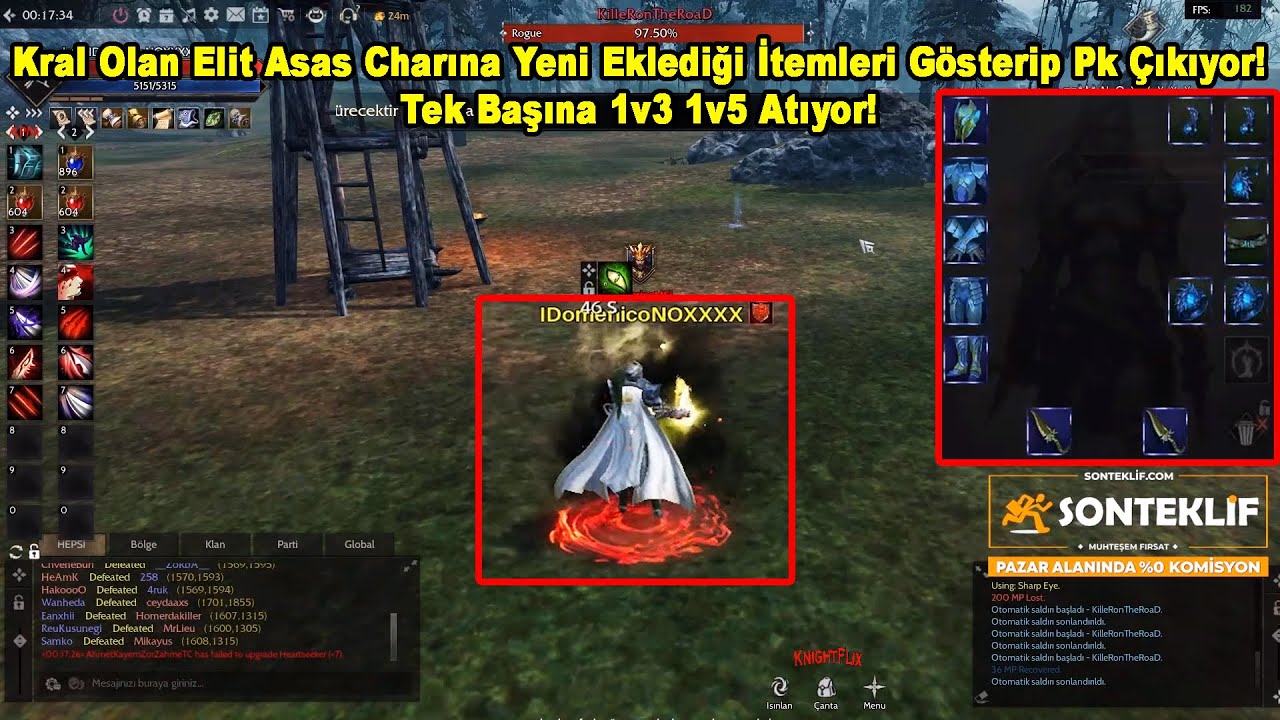 DomenicoWacco - Kral Olan Elit Asas Charına Yeni Eklediği İtemleri Gösterip Pk Çıkıyor! Rise Online