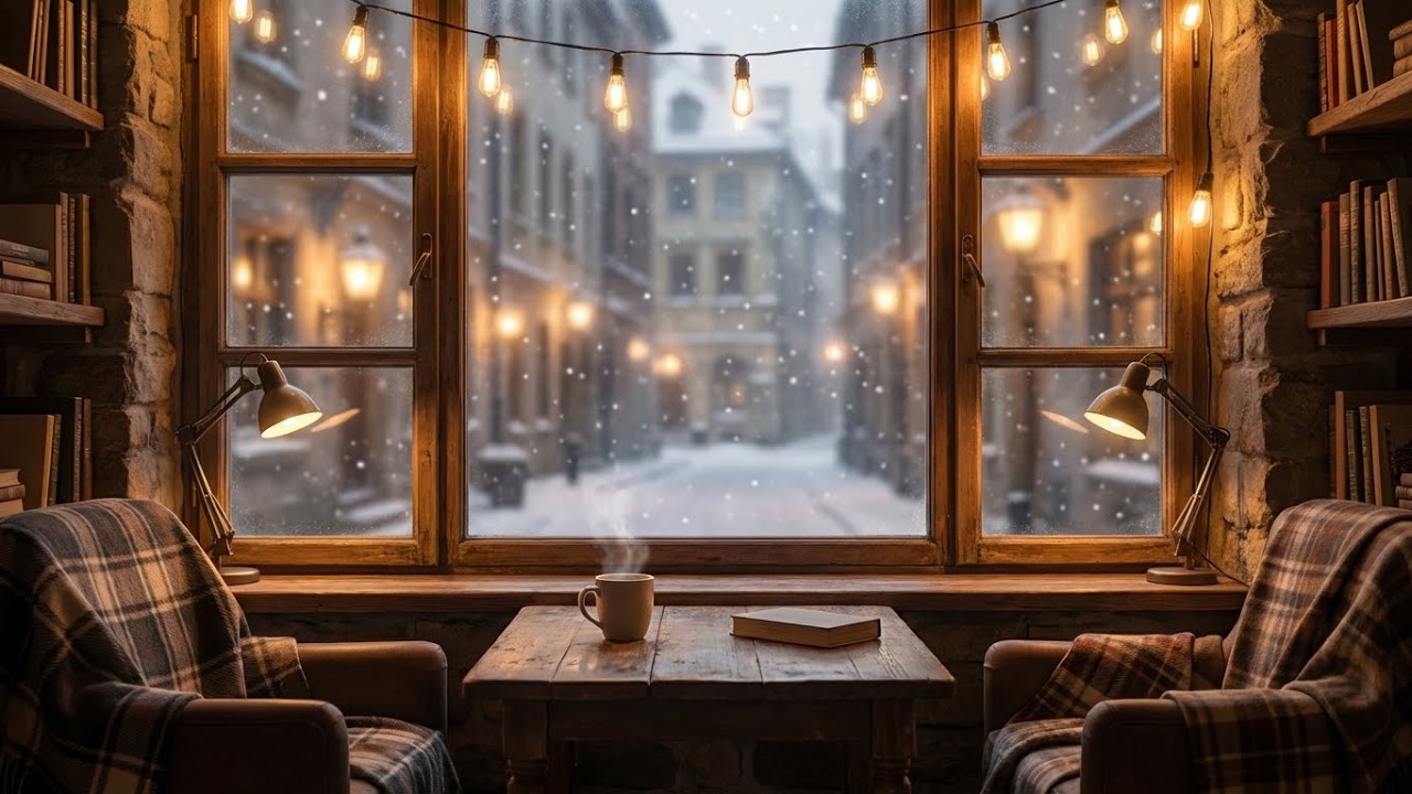Snowy City Window Jazz ☕❄️ | Cozy Jazz for Reading & Focus