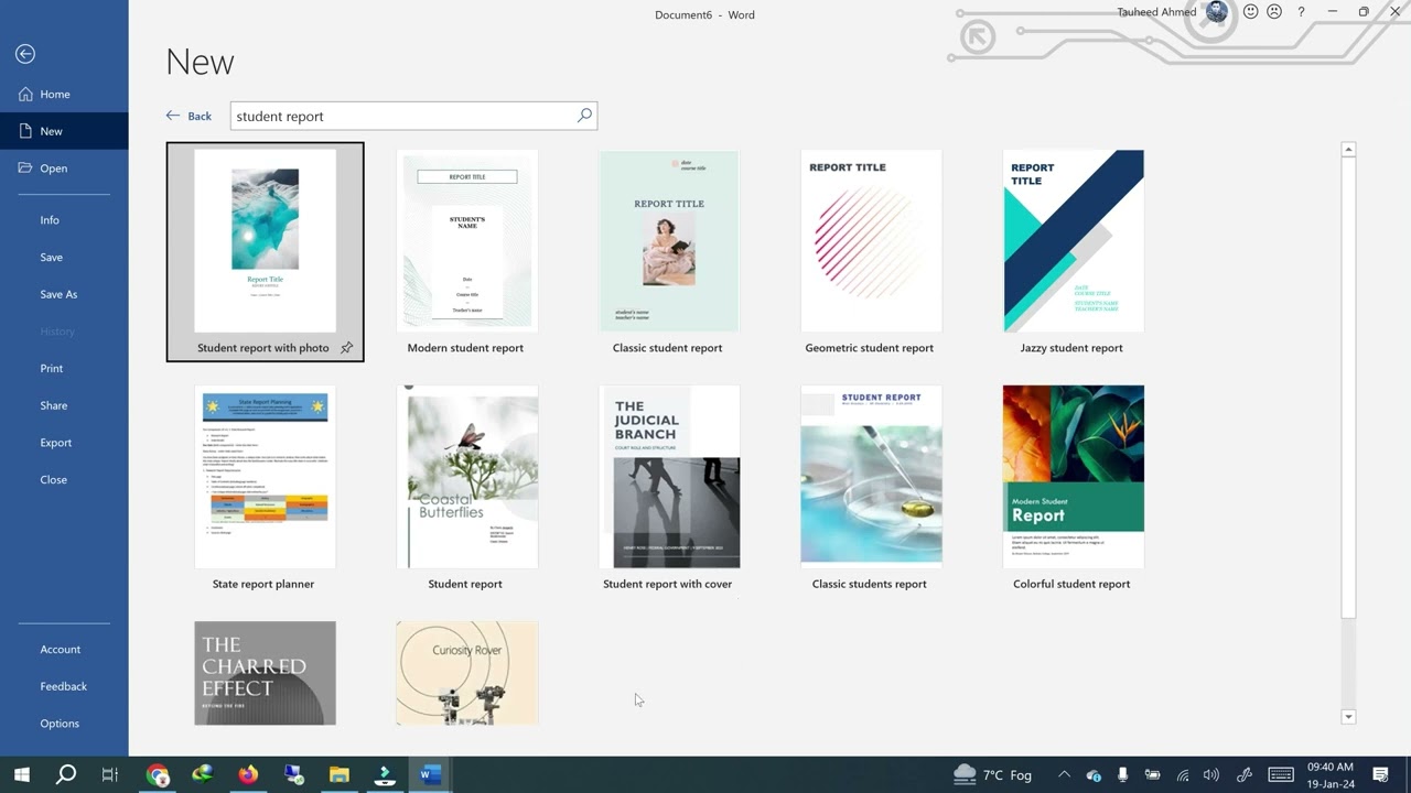 How do I make a student report in MS Word?