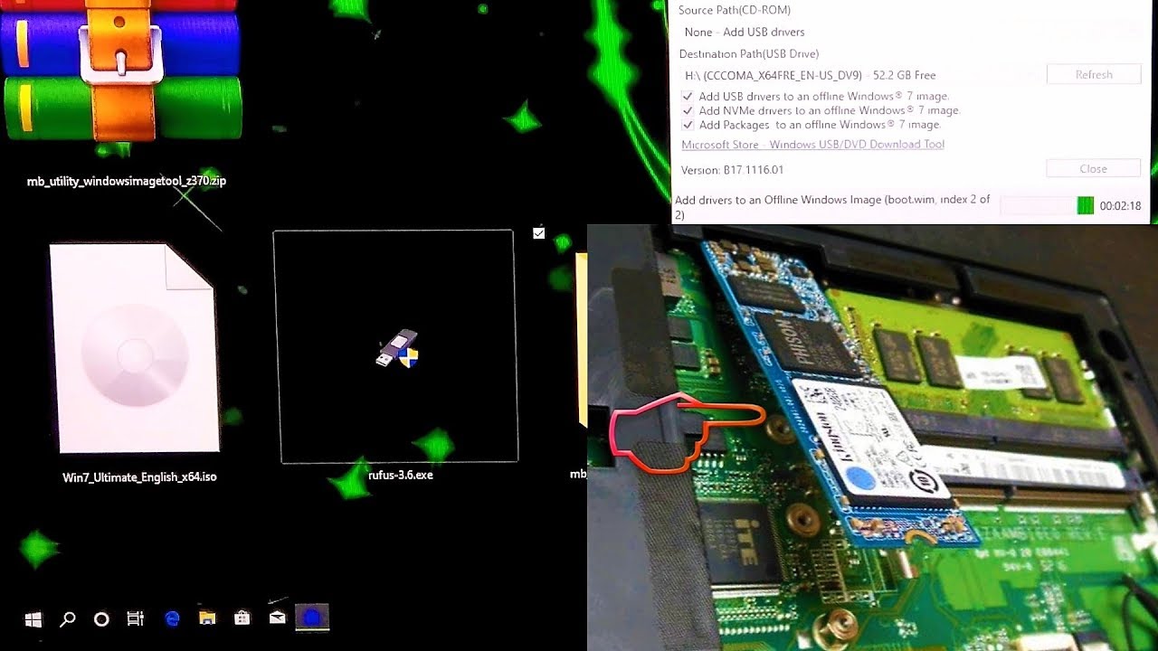 Как установить драйвер PCIe NVMe SSD на автономный образ Windows 7 (исправить ошибку отсутствия драйвера)