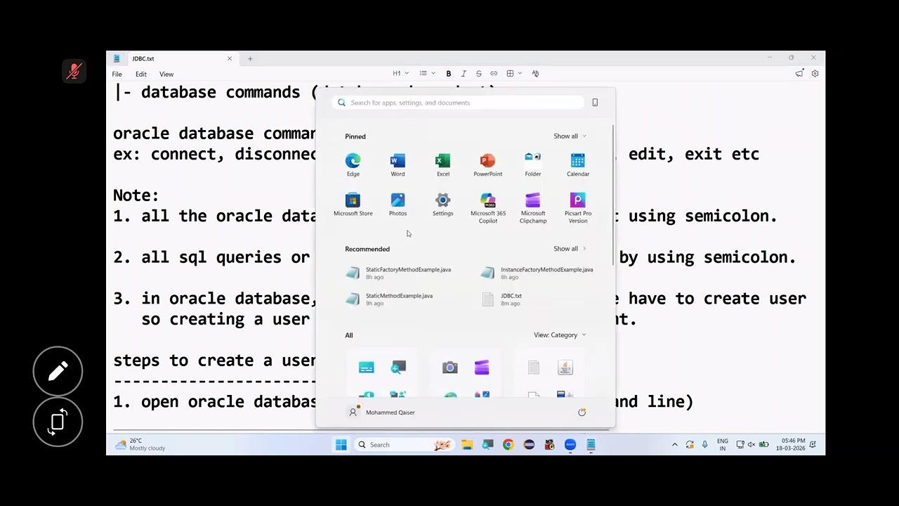 Class - 2 Creating new user in DB, granting permissions to that user & Brush-up of Oracle-DB  basics