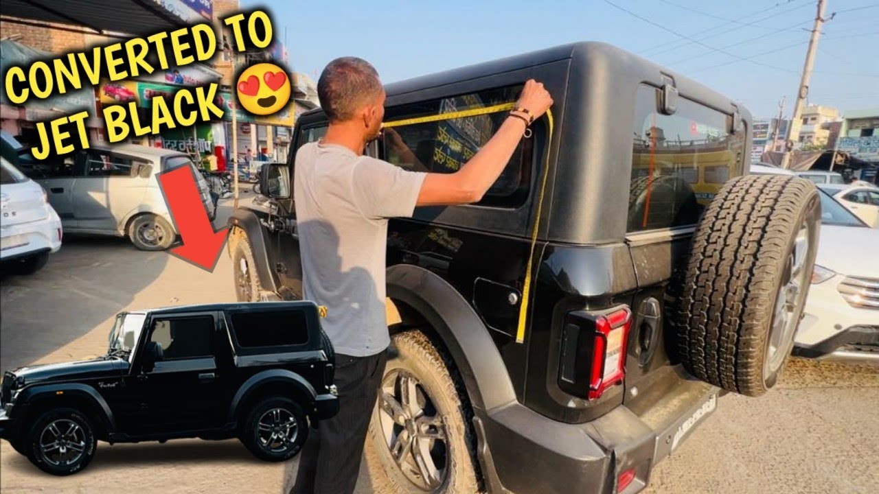 Finally ❗️JET BLACK WINDOW INSTALLED IN MY THAR 😍 Z BLACK GLASS 😍 ज़हरीली नागिन बन गई 😰 THAR MODIFIED