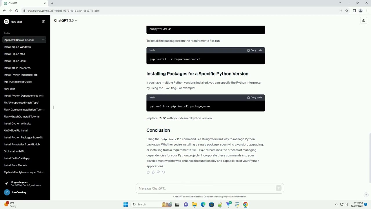 how to use pip install command