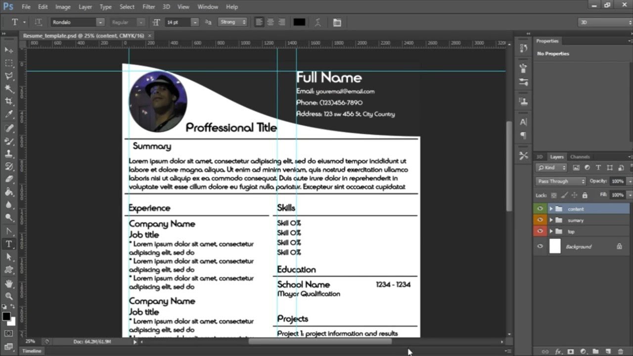 Building a Resume in Photoshop   Fast Forward