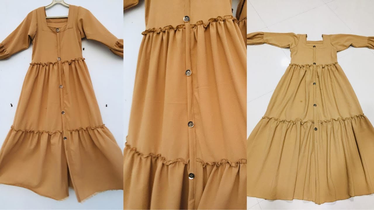 Waist Pleated Abaya Kurti | Frill Frock Cutting and Sewing | Habi Tailor